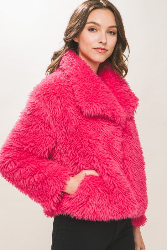 Mid Waist Faux Fur Coat