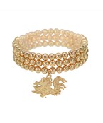 Gold Beaded Gamecock Bracelet Set