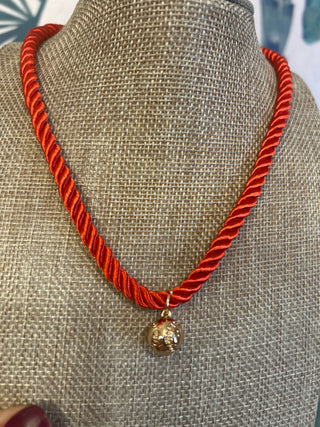 Cord Baseball Pendant Necklace