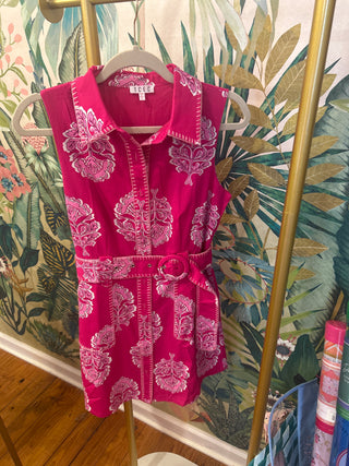 Fuchsia Floral Belted Dress