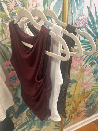 Boat Neck Ruched Detail Top