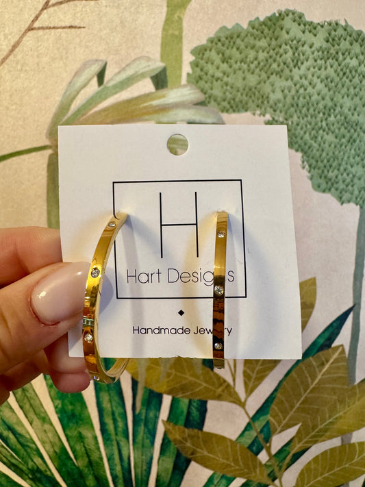 Gold Hoops with Diamonds