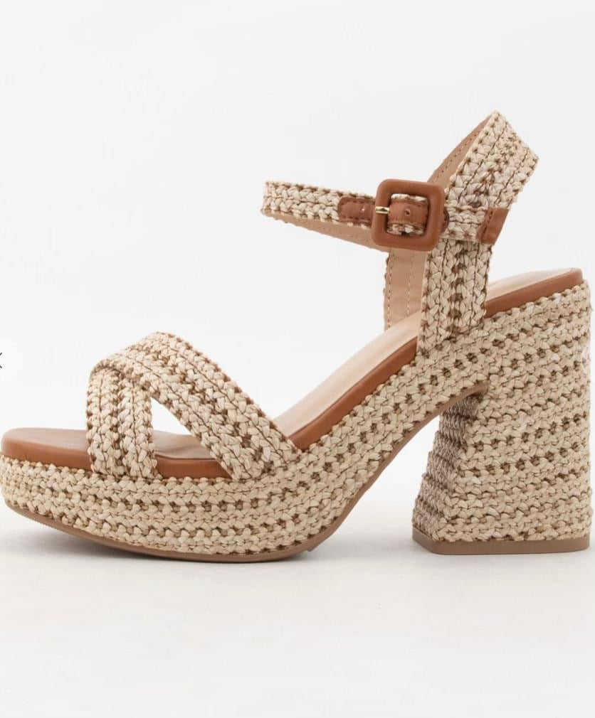 Yara Raffia Block Heel