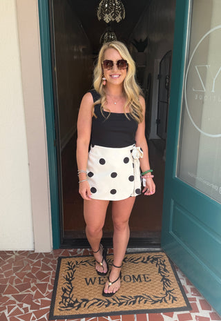 Polka Dot Woven Skort