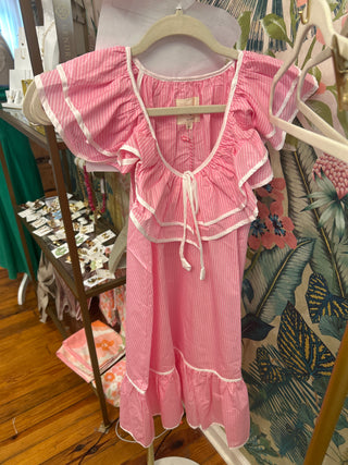 Pink Striped Ruffle Dress
