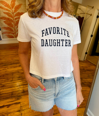 Navy Lettered Cropped Collegiate Tee