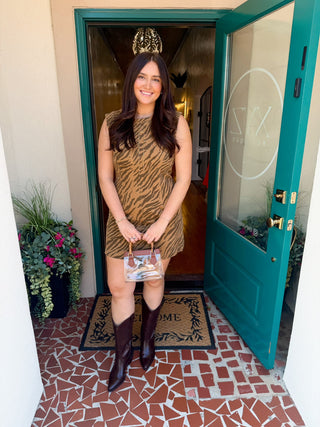 Zebra Print Sleeveless Dress