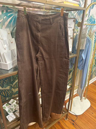 Macey Brown Cotton Twill Pants