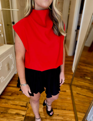 Mock Neck Balloon Top