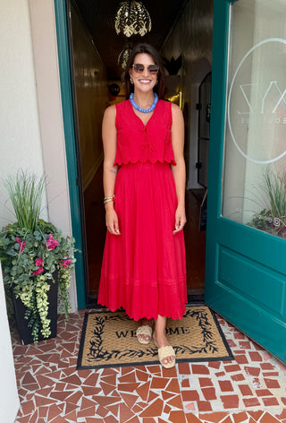 Eyelet Scalloped Edge Top