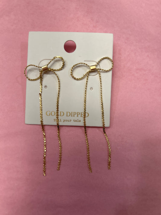 Gold Chain Bow Studs