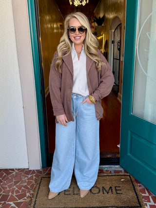 Brown Blazer Knit Jacket