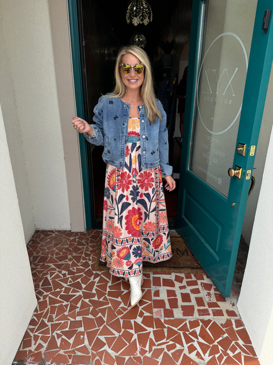 Floral Embroidered Denim Jacket
