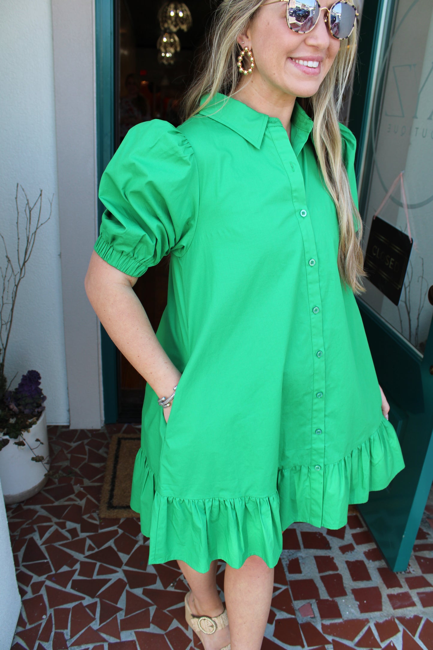 Levy Button Down Shift Dress