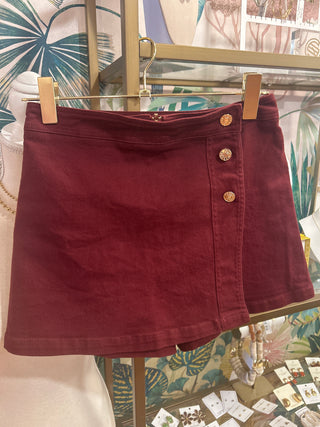 Burgundy Denim Skort