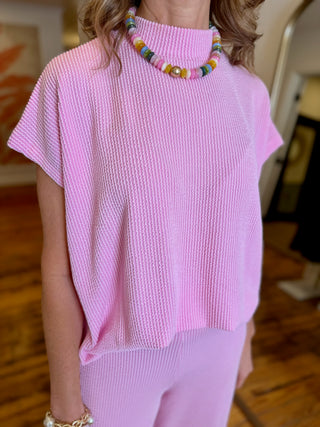 Ribbed Mock Neck Pants Set-Saturday Steal