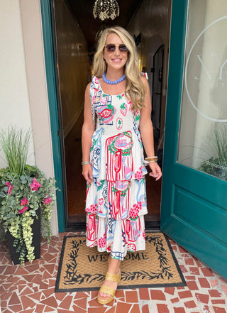 Tiered Tie Shoulder Midi Dress