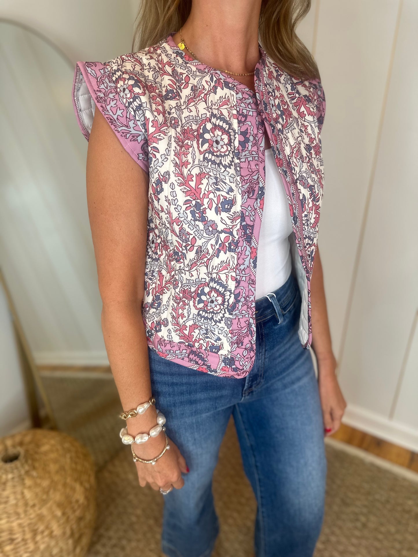 Quilted Print Vest