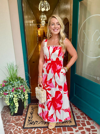 Floral Print Square Neck Maxi Dress