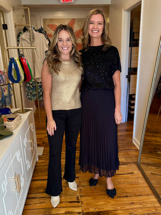 Black High Neck Sequin Top