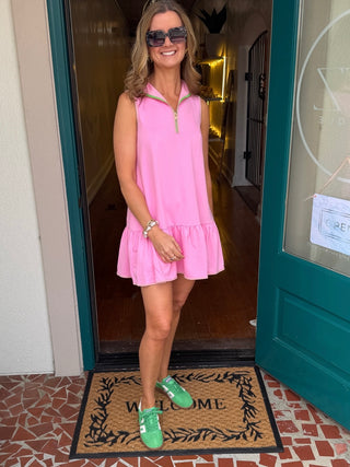 French Terry Half Zip Dress- Saturday Steal