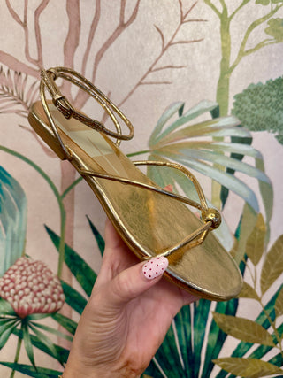 Kenley Gold Leather Sandal-Dolce Vita