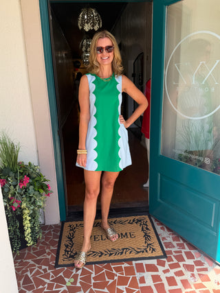 Scalloped Panel Shift Dress