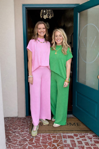 Ribbed Mock Neck Pants Set-Saturday Steal