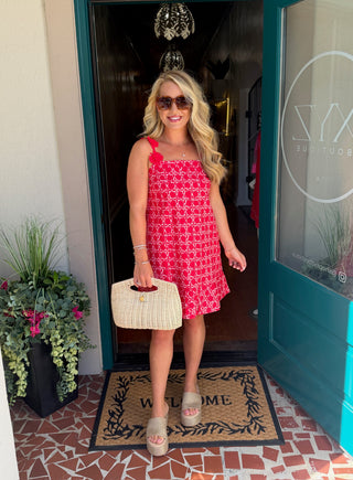 Red Contrast Trim Dress
