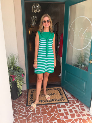 Striped Scarf Tie Detail Dress