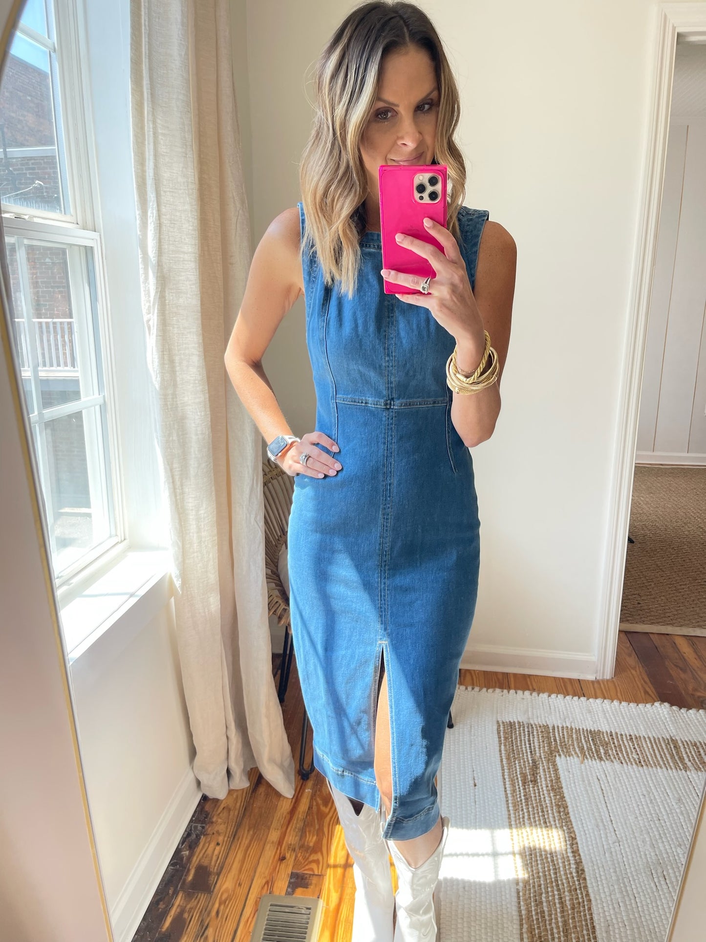 Denim Sleeveless Midi Dress