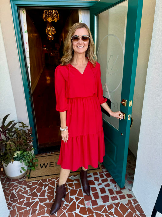 Red Tiered Maxi Dress