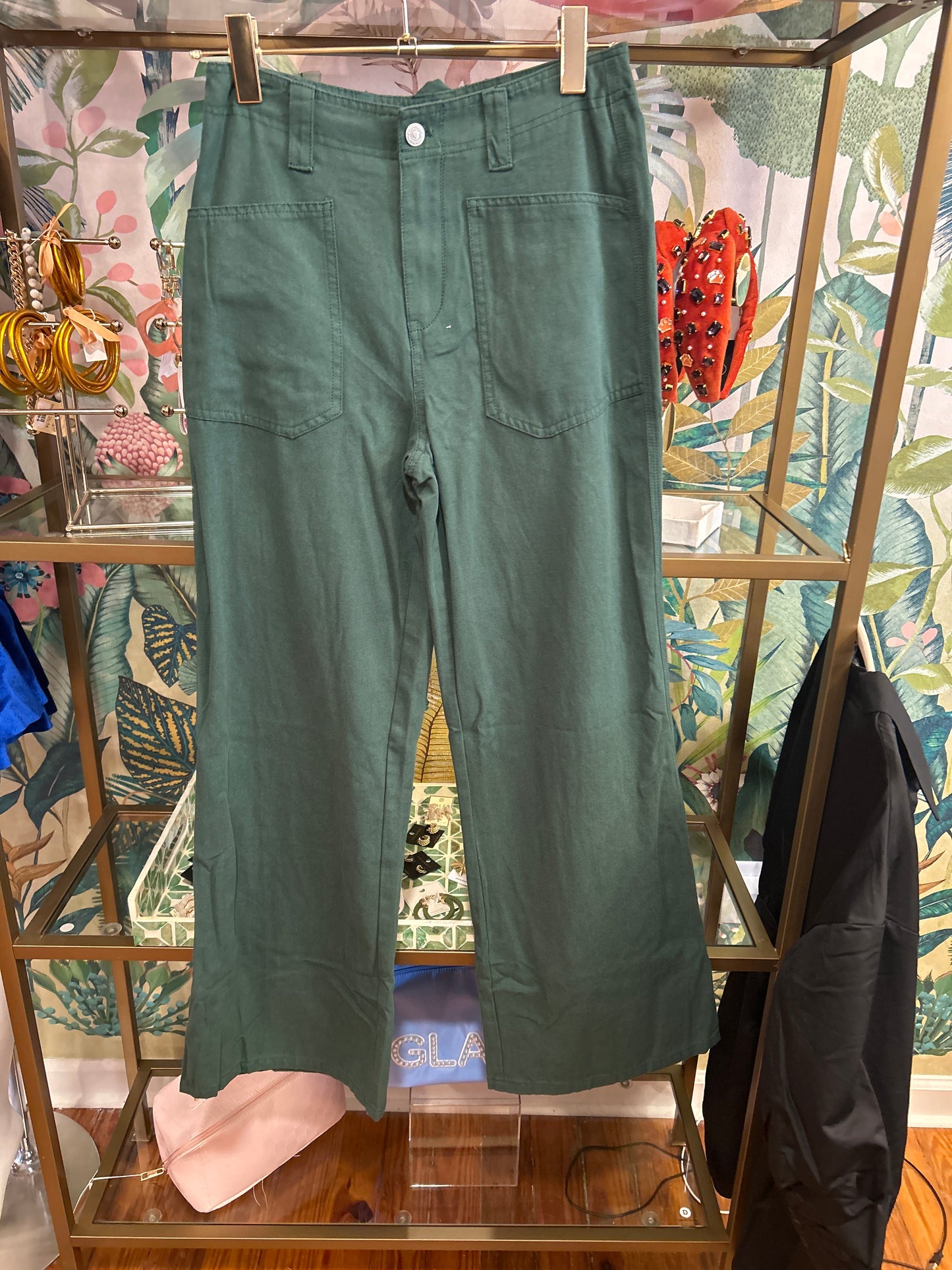 Irene Hunter Green Wide Leg Pants