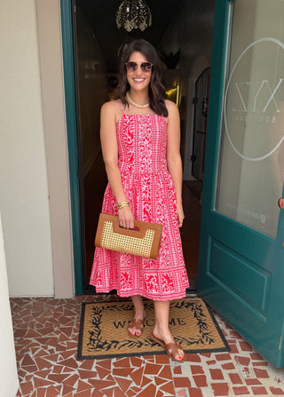 Spaghetti Strap Drop Waist Midi Dress