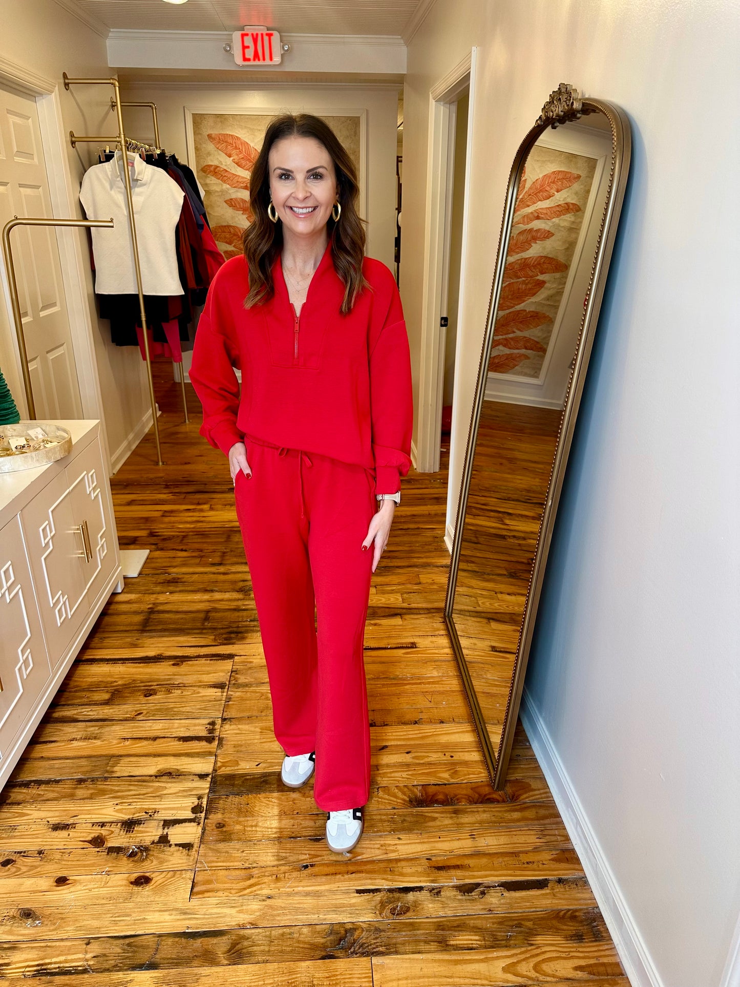 Red Modal Luxe Half Zip Set Separates