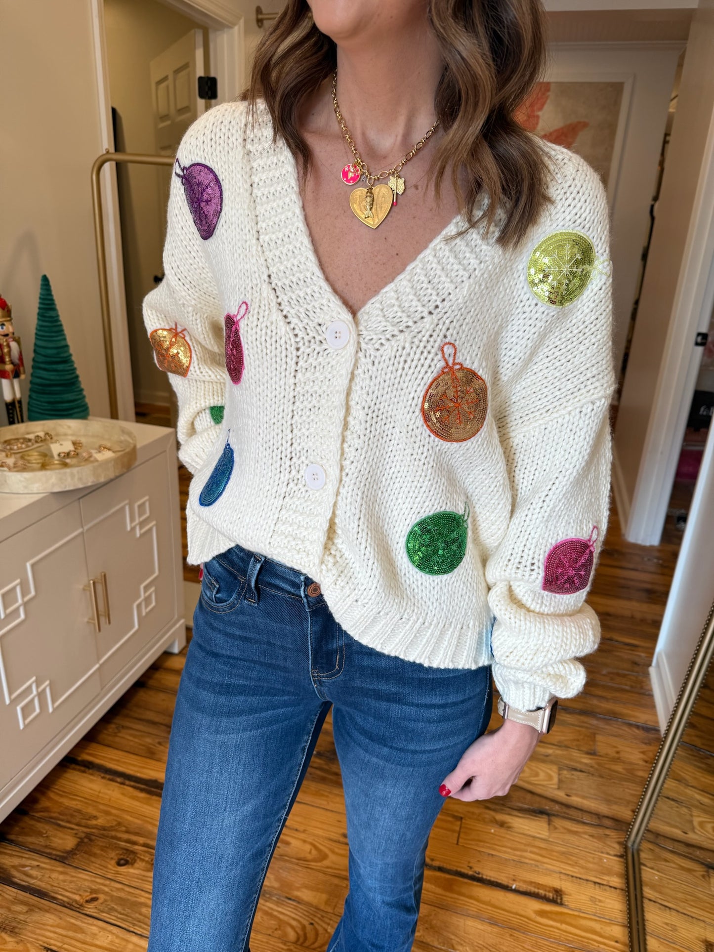 Sequin Ornament Cardigan