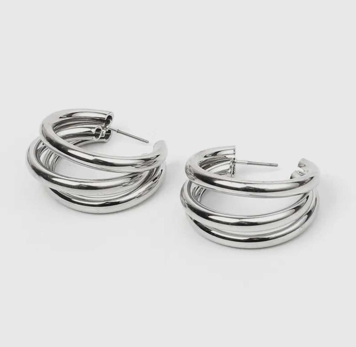 Triple Thread Hoop Earring