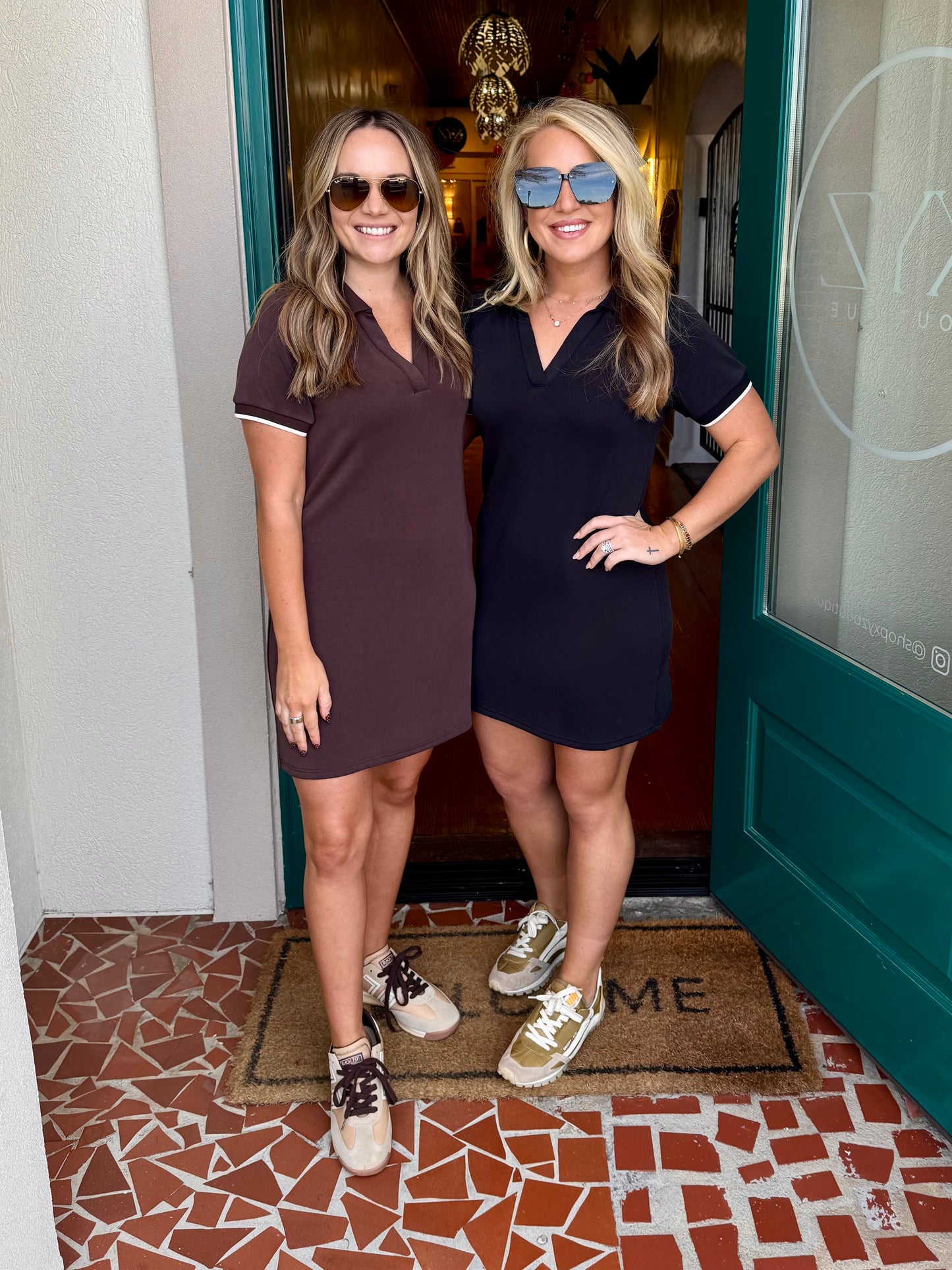 Brushed Modal Split Neck Collared Dress