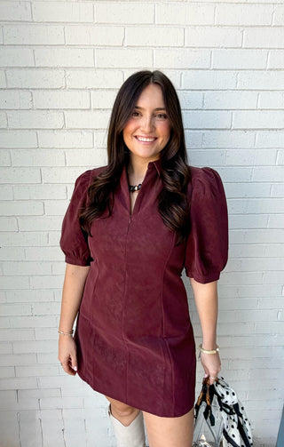Maroon Zip Front Dress