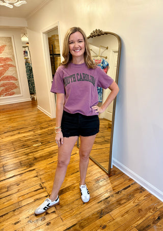 Elysse Black High Rise Distressed Shorts