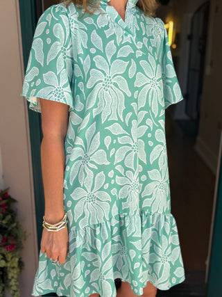 Sea Glass Flutter Short Sleeve Dress