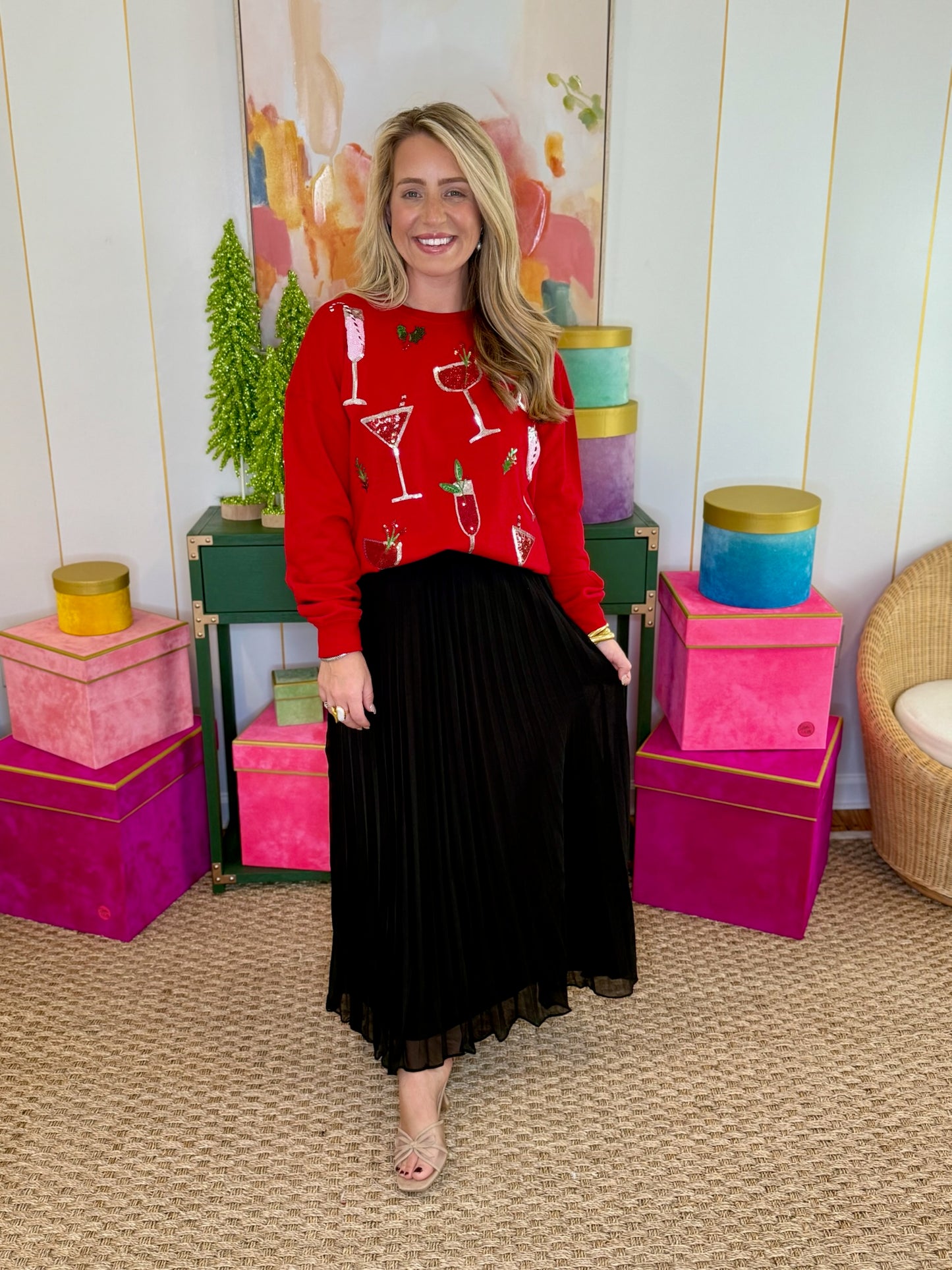 Red Holiday Sparkle Pullover