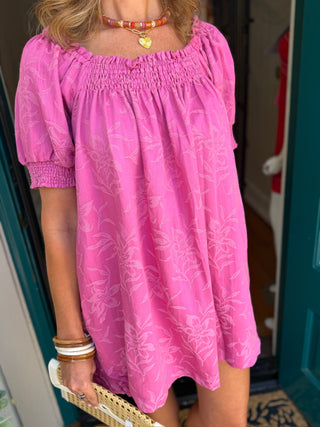 Textured Floral Square Neck Dress-Saturday Steal
