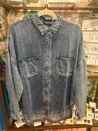 Washed Chambray Button Down Shirt