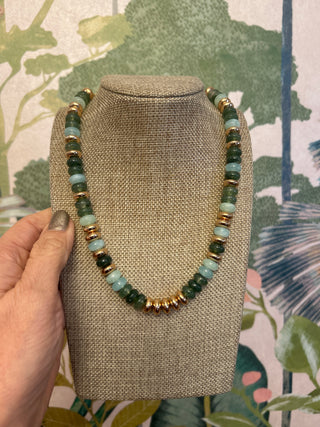 Green & Gold Beaded Necklace