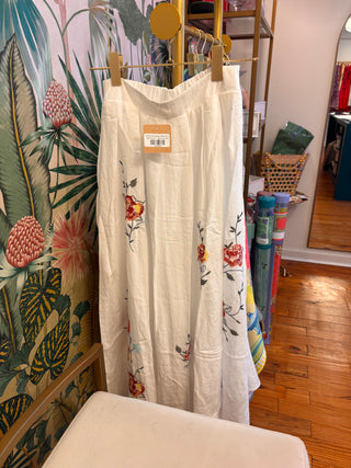 Floral Embroidery Midi Skirt