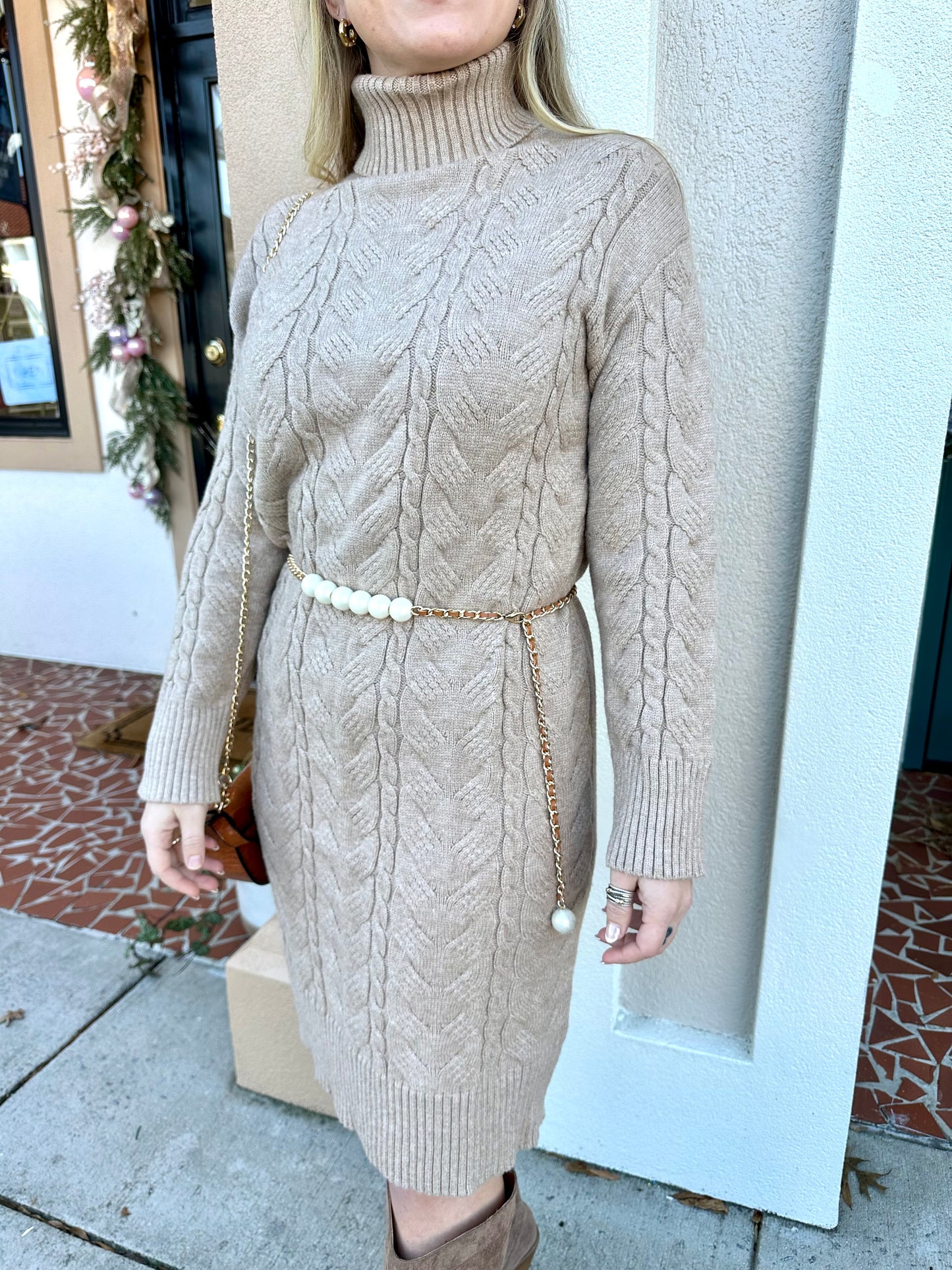 Raven Cable Knit Sweater Dress