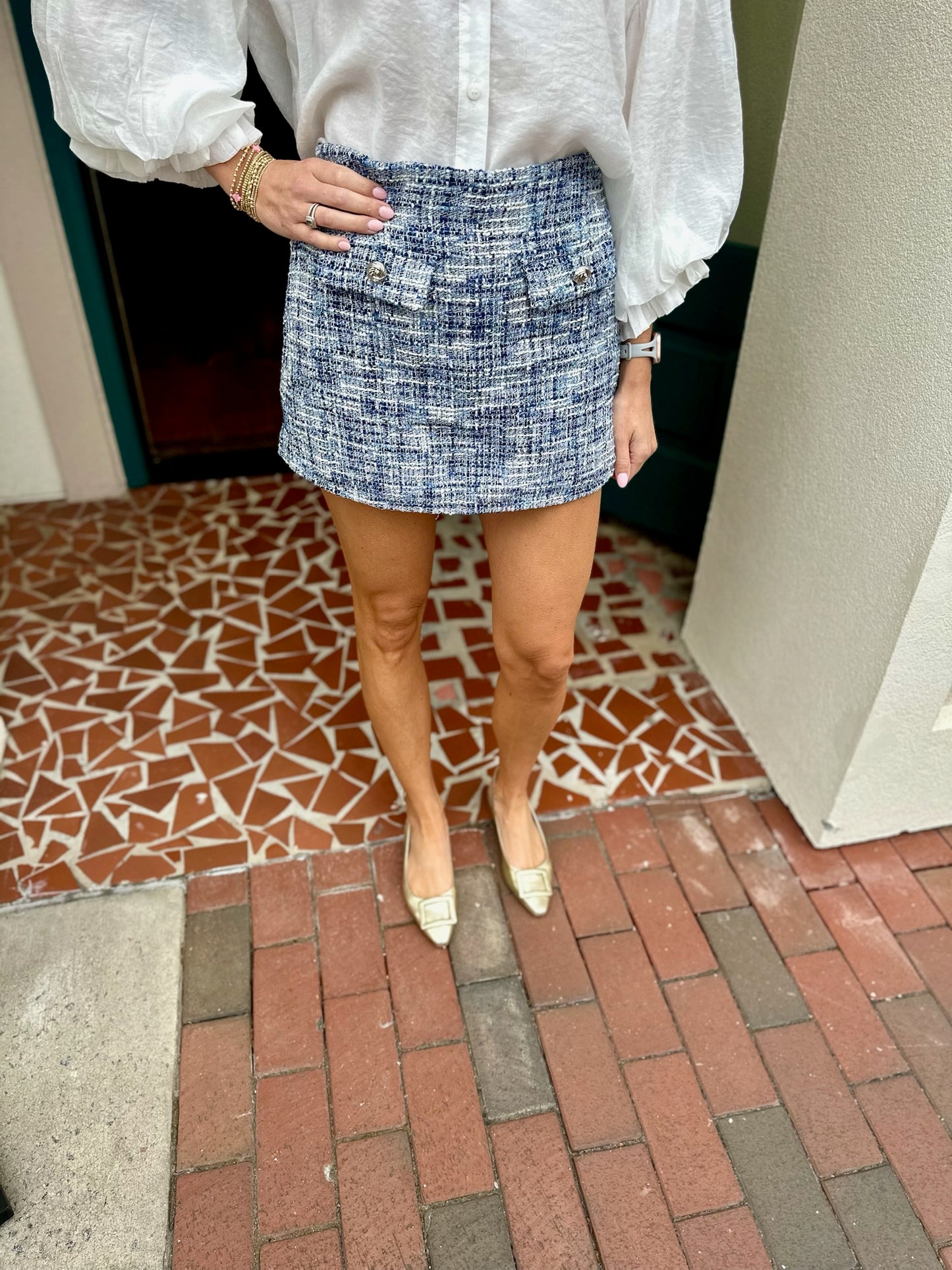 Navy Tweed Skort