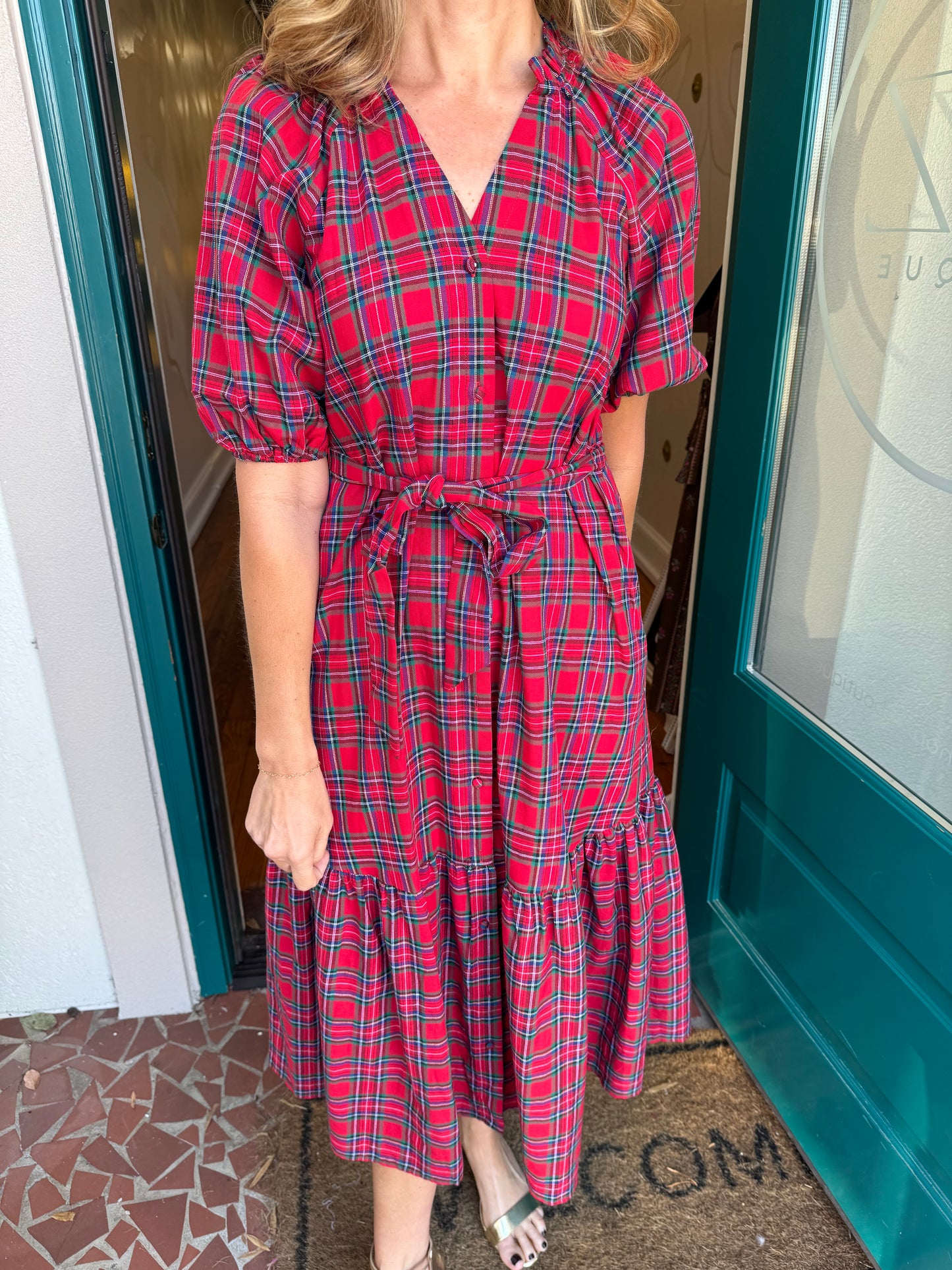 Chapman Plaid Wynette Tiered Midi Dress