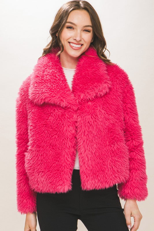 Mid Waist Faux Fur Coat